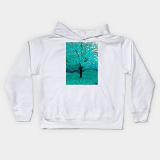 Trees of Aqua Blue Kids Hoodie